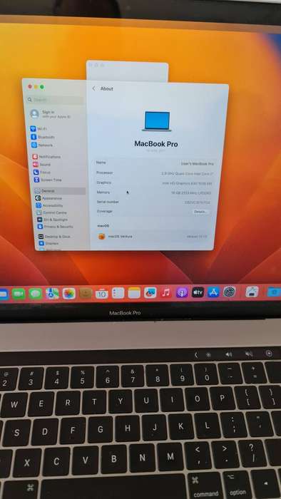 MACBOOK PRO 15 TOUCHBAR - A1707 - 2017 - CORE i7, 16GB MEMORY, 512GB SSD HARD DRIVE, CYCLE COUNT: 1