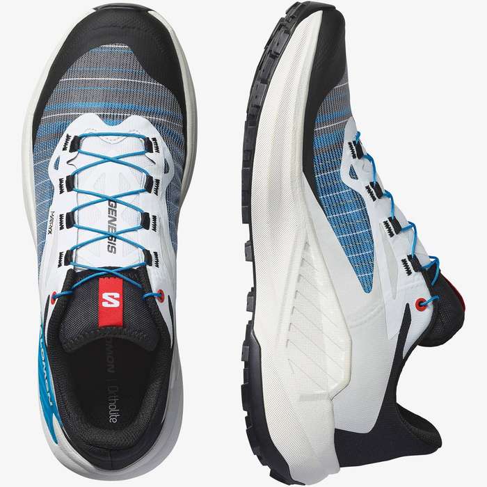Salomon Genesis Men's Trail Running Shoes - Black/White/Transcend Blue - Size 8