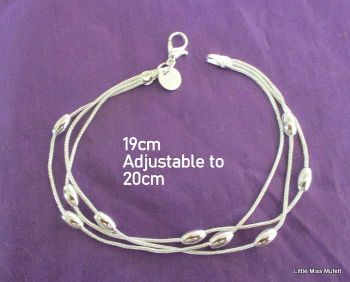 A  ,925 SILVER FILLED 3 CHAIN BRACELET---New