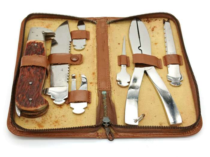 Vintage Fishing Knife Camping knife set with interchangeable parts