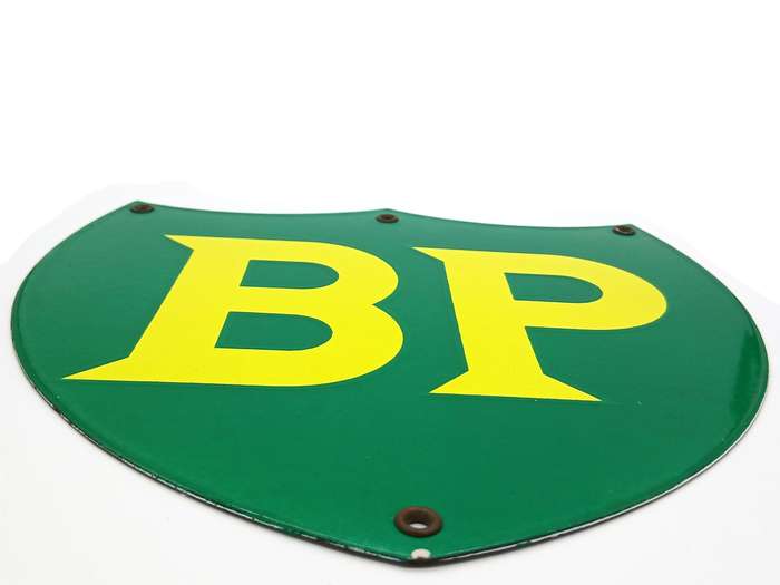 Vintage Enamel BP Petrol metal sign Small