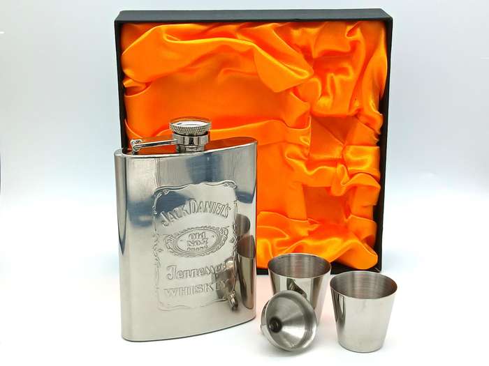 Hip Flask and cups Jack Daniels promotional set