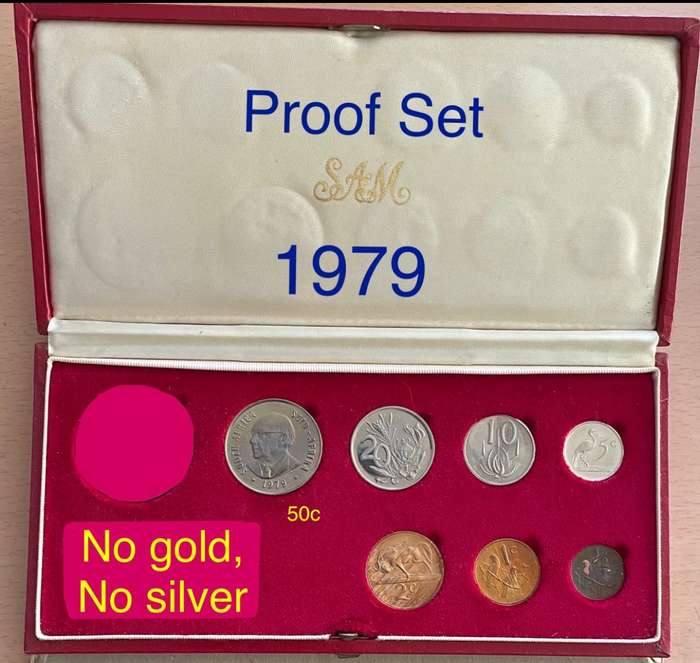 1978+1979 SA Proof coins sets. No gold and no silver. Buyer takes all.