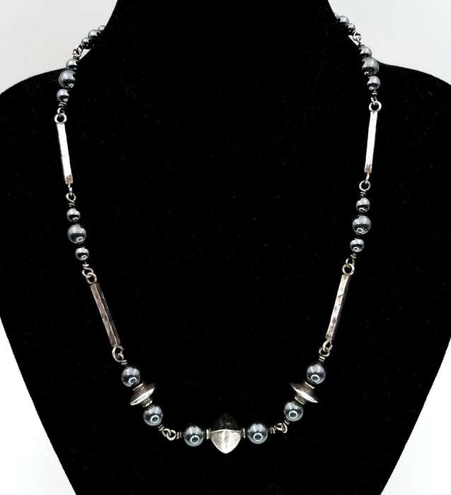 Hemetite and sterling silver necklace