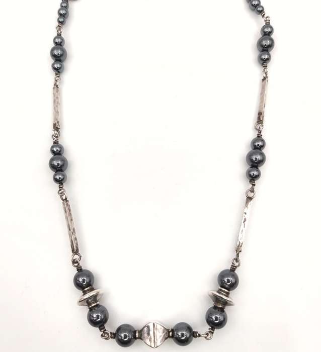 Hemetite and sterling silver necklace