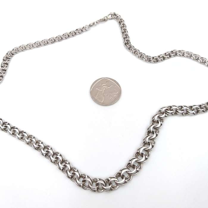 Vintage silver fancy link chain necklace