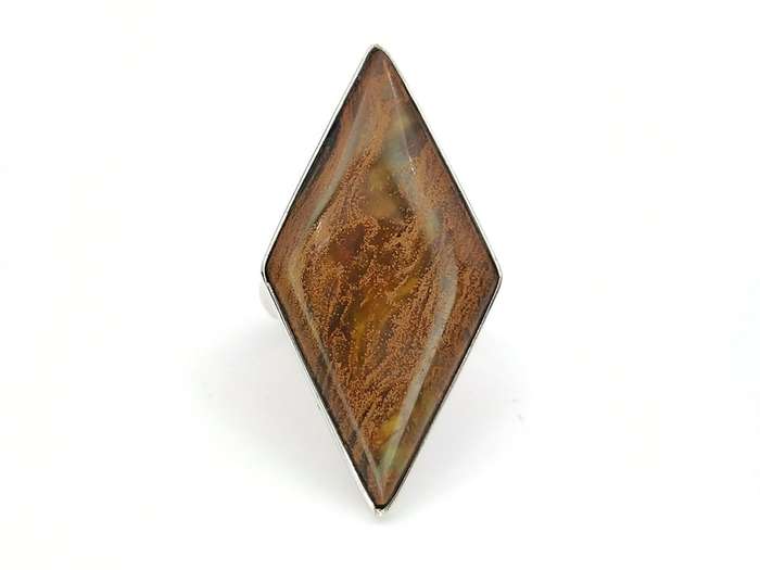 Unusual brown agate and sterling silver ring