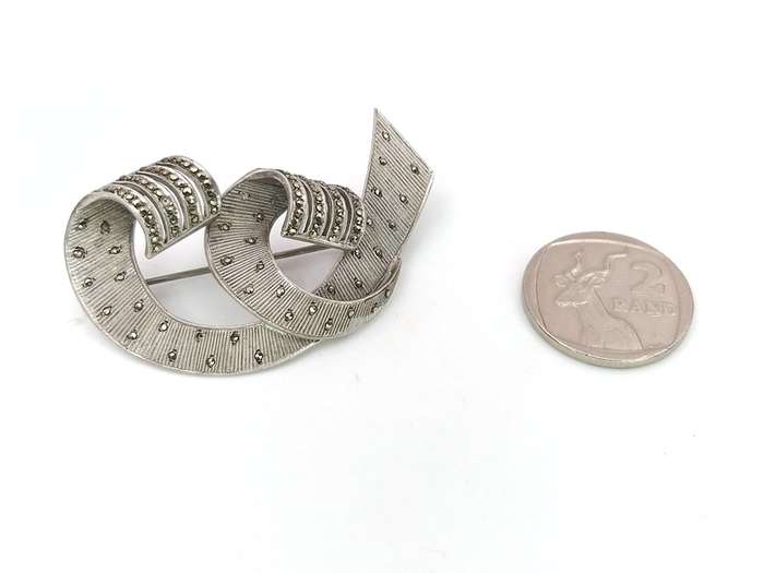 Art Deco sterling silver marcasite brooch by Theodor Fahrner