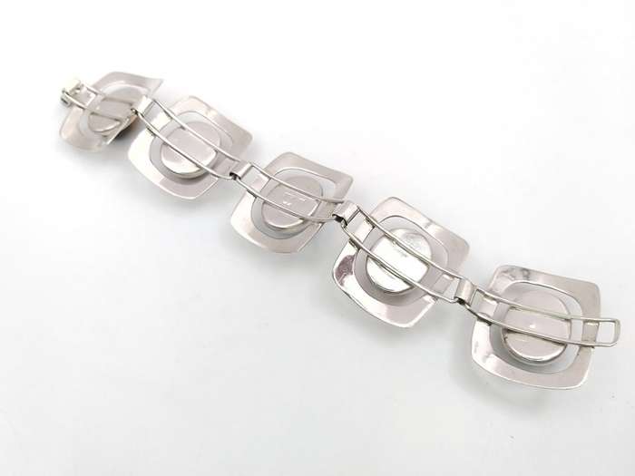 Spectacular Midcentury Modern multi-gem bracelet (sterling silver, WWL)