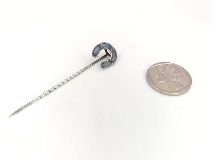 Antique Scottish Montrose agate stick pin (sterling silver)