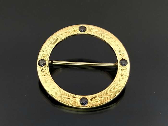 Exquisite 14ct gold & sapphire brooch (American goldsmiths, circa 1900s)