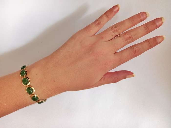 Vintage 14ct gold & jade bracelet
