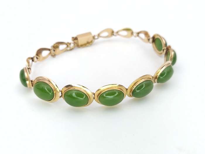 Vintage 14ct gold & jade bracelet