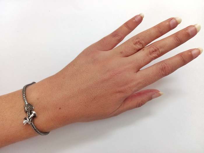 Sterling silver Trollbeads bracelet with two charms