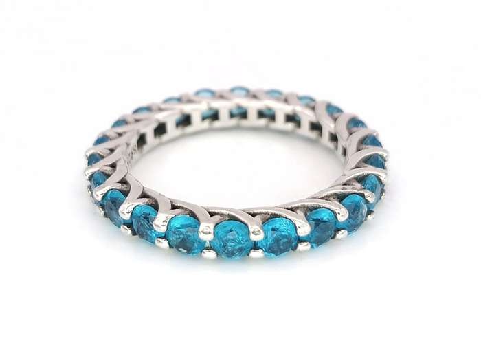 Sterling silver & blue topaz eternity ring