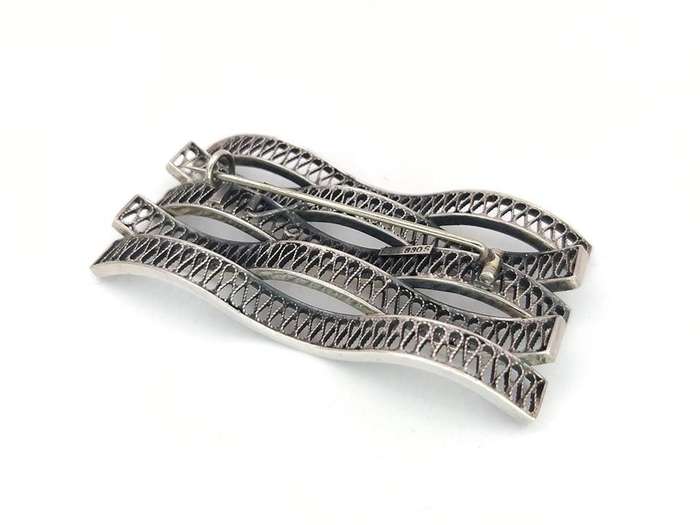 Sterling Silver Scandinavian wave brooch