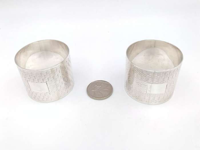 Antique sterling silver serviette rings in box