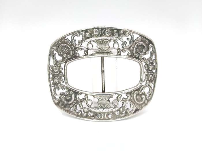 Antique Dutch sterling silver buckle with floral detail