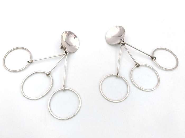 Mid-Century Modern sterling silver earrings by Kurt Jobst (renowned SA silversmith)