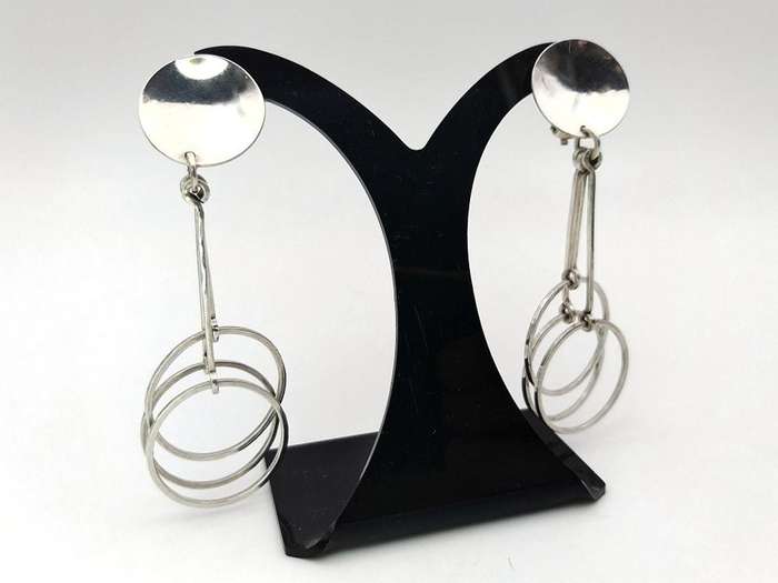 Mid-Century Modern sterling silver earrings by Kurt Jobst (renowned SA silversmith)