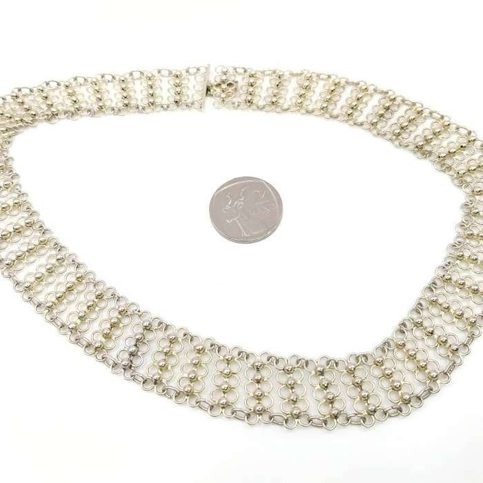 Stunning sterling silver filigree collar necklace from India