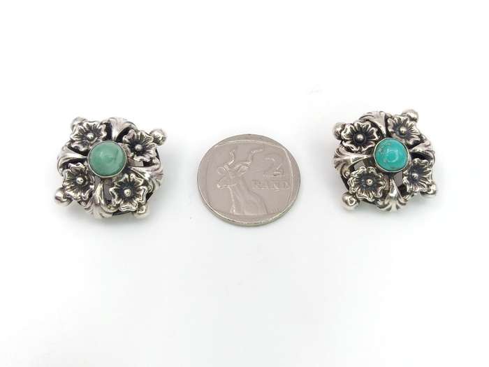 Sterling silver & turquoise clip-ons earrings by 'Candida' Joe Calafato