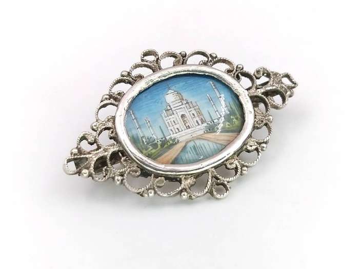 Antique sterling silver Taj Mahal brooch