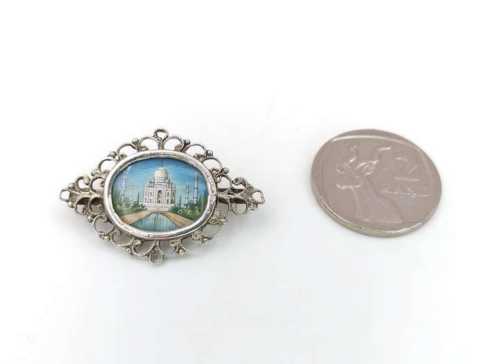 Antique sterling silver Taj Mahal brooch