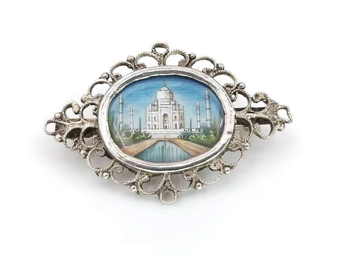 Antique sterling silver Taj Mahal brooch