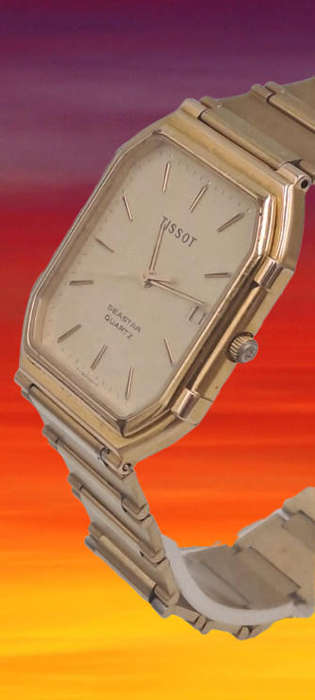 Vintage Mens Swiss Tissot Seastar FTB 356 Quartz Gold Tone watch Sapphire Glass.