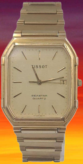 Vintage Mens Swiss Tissot Seastar FTB 356 Quartz Gold Tone watch Sapphire Glass.