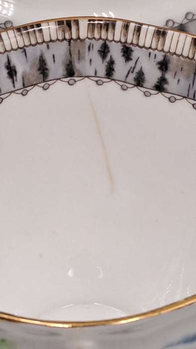 Vintage Royal Albert SILVER BIRCH Tea Trio Bone China England (Cup Has a Hairline Crack)