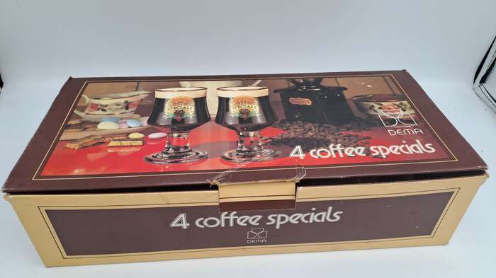 Rare Find - Vintage Dema Coffee Specials set of four glasses in original box