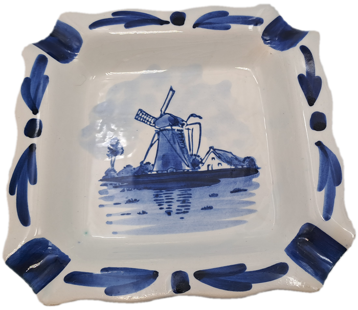 Vintage Delft Blauw Hand Painted Ashtray Made in Holland