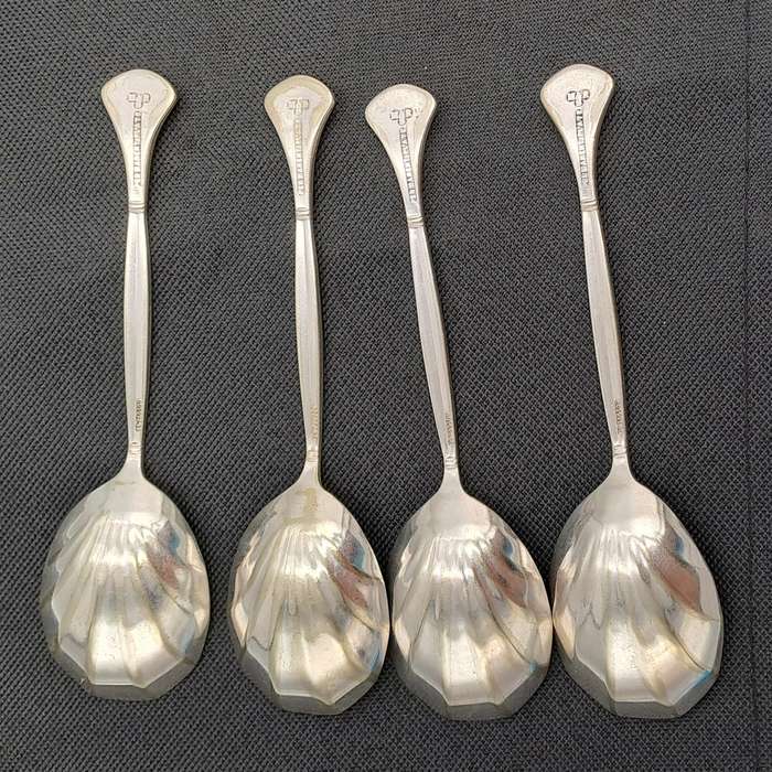 4 Vintage M&RS Permanent plate serving spoons with shell bowls Rd.no.240300 Made in Sheffield Eng.