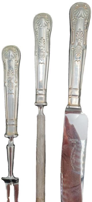 Antique John B.Chatterley & Sons Ltd. Carving Set - Kings Pattern -Firth Stainless-Sheffield England