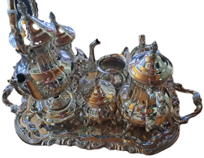 Very Large 8pc Antique/Vintage Silver Plated on Copper Tea and Coffee set