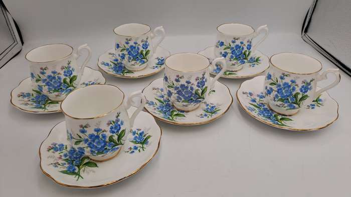 6 Vintage Royal Albert Forget Me Not DemiTasse Cup & Saucer sets