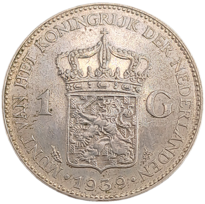 1939 Netherlands (SILVER) 1 Gulden - Wilhelmina