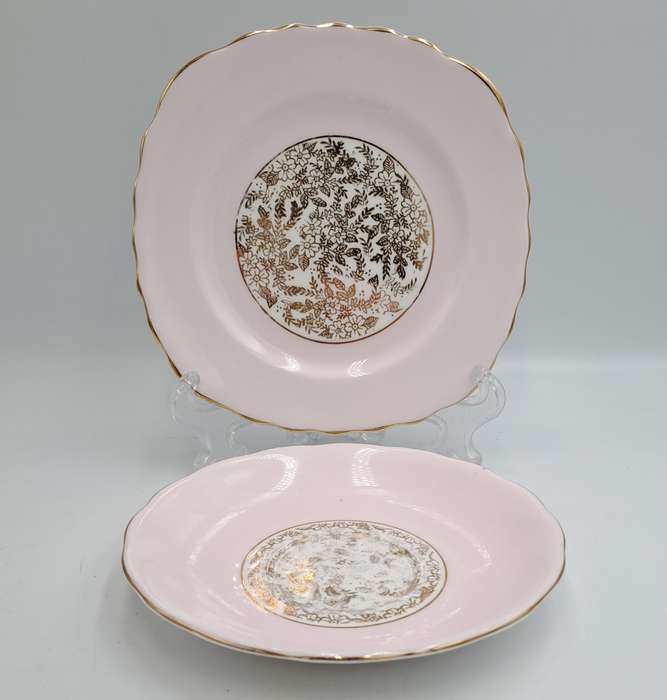 Vintage Royal Vale Bone China Tea Trio (Pink and Gold ) (4 Available)