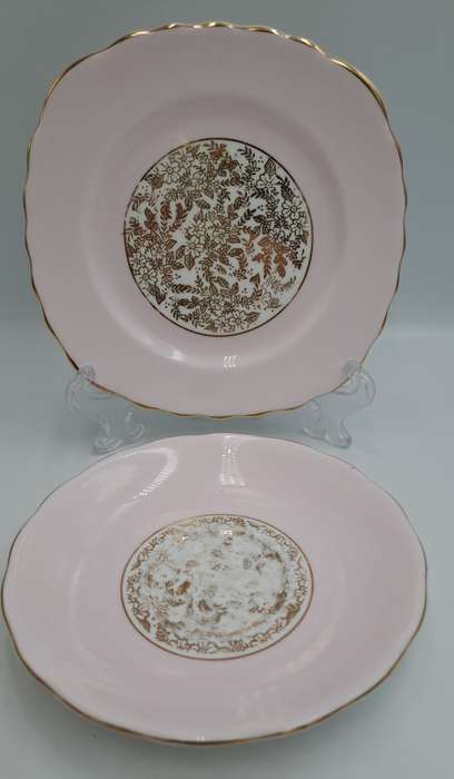 Vintage Royal Vale Bone China Tea Trio (Pink and Gold ) (4 Available)