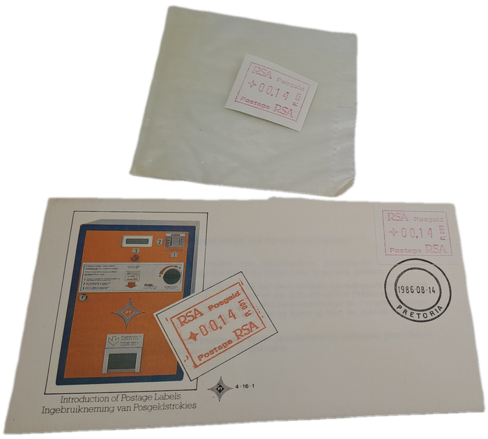 1986 ATM FDC + ATM Stamp of South Africa (1)  1986-2020. Mint -11 Available(Vending Machine Labels)