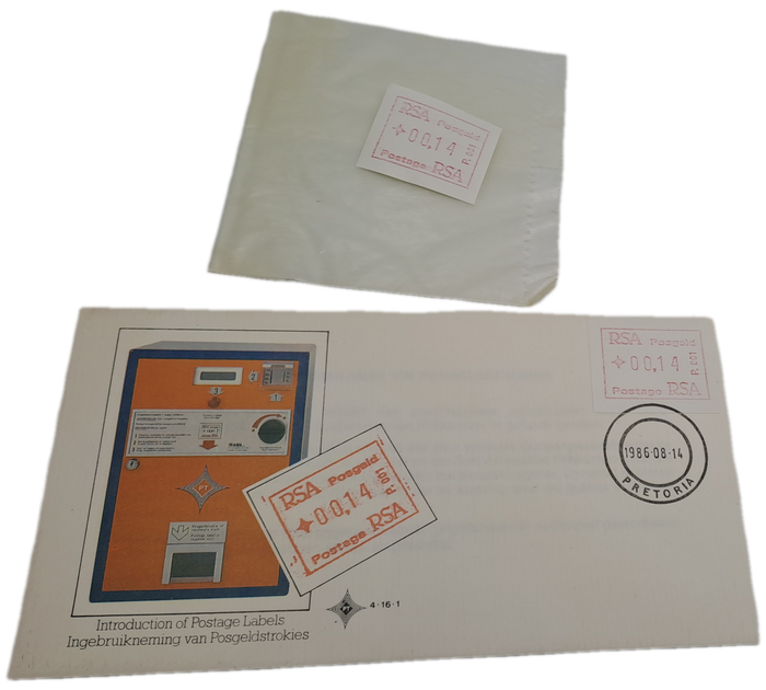 1986 ATM FDC + ATM Stamp of South Africa (1)  1986-2020. Mint -11 Available(Vending Machine Labels)