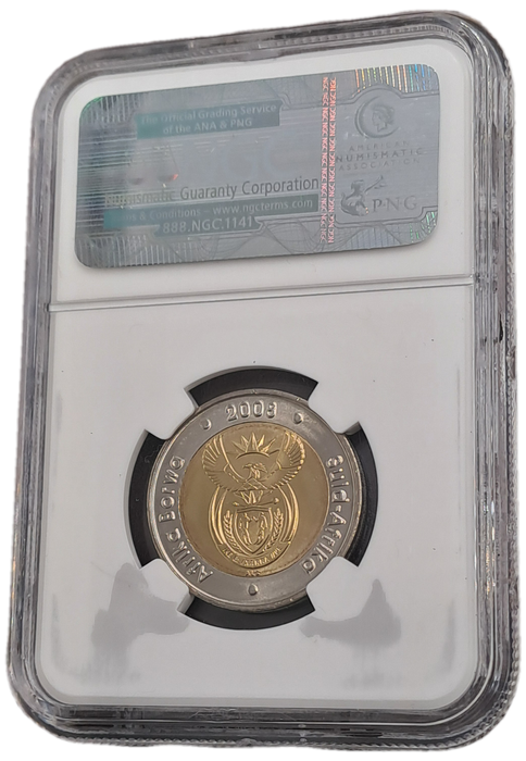 2008 South Africa R5 Mandela 90th Birthday NGC Graded MS 66