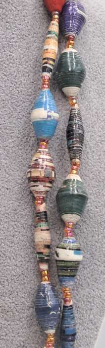 Very Long Hand Made Paper Bead Necklace  - Uganda -170cm