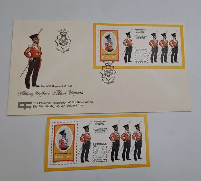 1986 First Day Cover Johannesburg 100 -Ciskei Military Uniforms 98th Regiment+ Stamp-(6 Available)