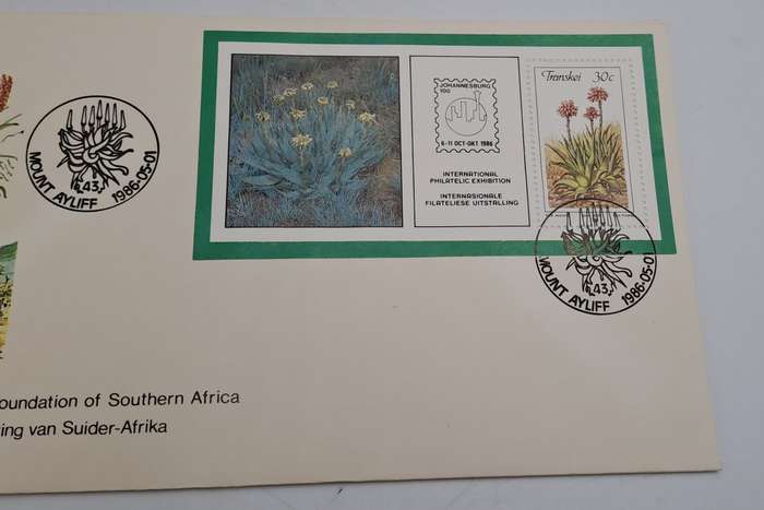 1986-05-01 South Africa JHB 100 -Transkei FDC PLUS Stamp -Mount Ayliff -Aloes(6 sets Available)