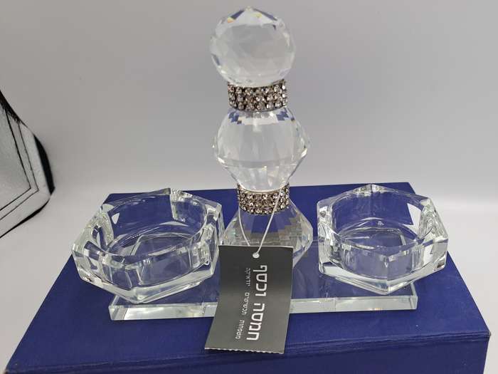 Hamsa Crystal Judaica Candle Holder -Boxed -Unused -Top Quality