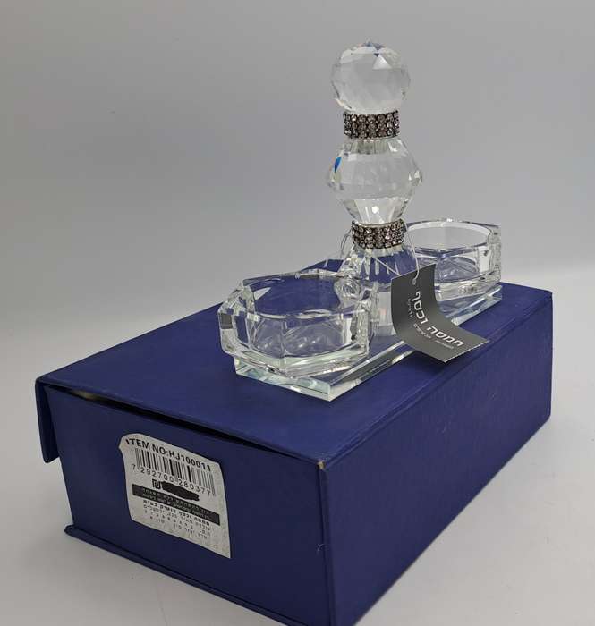 Hamsa Crystal Judaica Candle Holder -Boxed -Unused -Top Quality