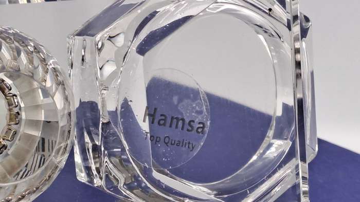 Hamsa Crystal Judaica Candle Holder -Boxed -Unused -Top Quality